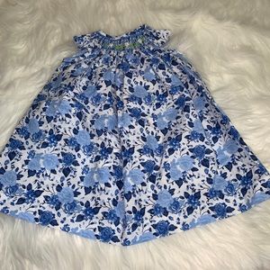 Smocked dress - 12 months - blue floral